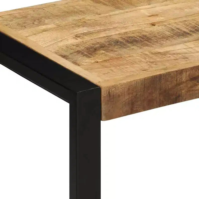 Banc en bois naturel massif brut de manguier, fer