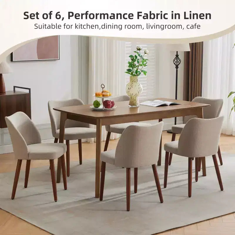 Chaises de salle à manger capitonnées modernes, chaises de cuisine en lin tapissées avec coussins épais