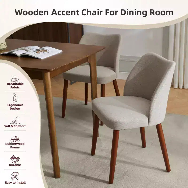 Chaises de salle à manger capitonnées modernes, chaises de cuisine en lin tapissées avec coussins épais