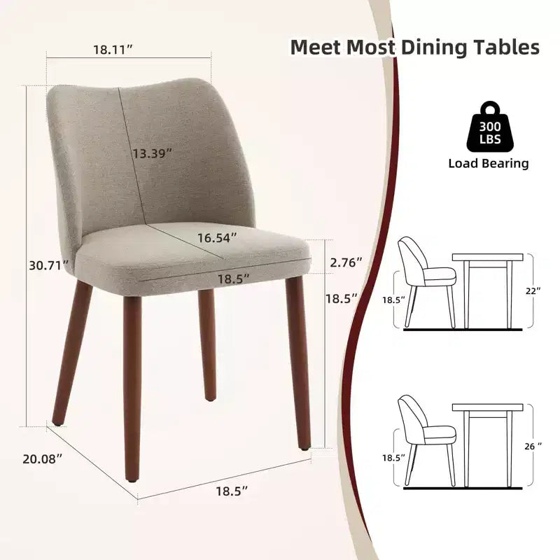 Chaises de salle à manger capitonnées modernes, chaises de cuisine en lin tapissées avec coussins épais