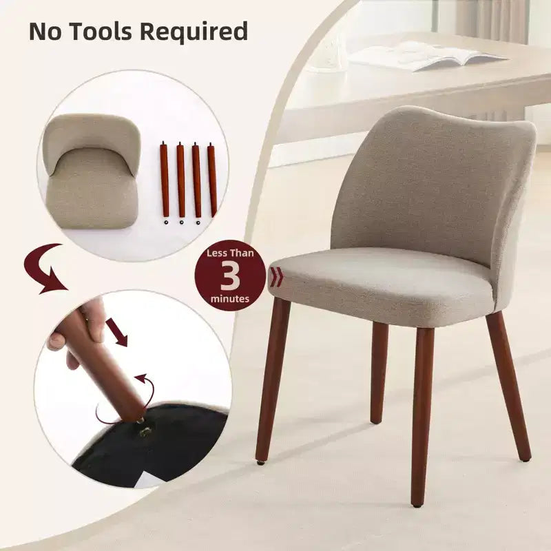 Chaises de salle à manger capitonnées modernes, chaises de cuisine en lin tapissées avec coussins épais
