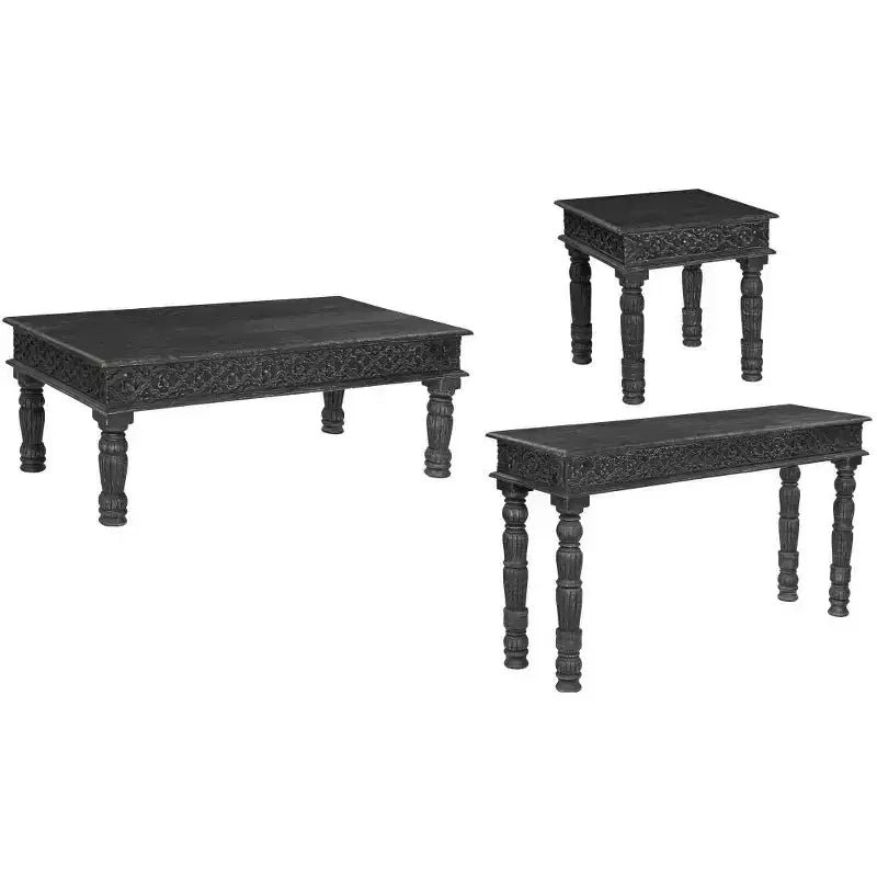 HomeRoots 51 Black Solid Wood Distressed Coffee Table