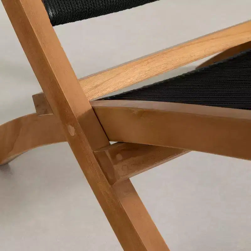Chaise longue noire/naturel finition brillante, cadre en bois, nettoyage localisé, assemblage requis