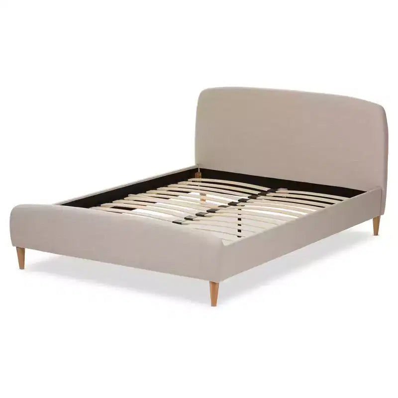Mia Mid - Century Fabric Upholstered Platform Bed - Baxton Studio