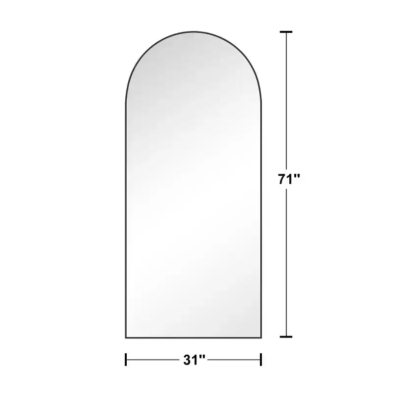 Miroir pleine longueur arqué à cadre métallique, miroir sur pied, miroir de coiffeuse.
