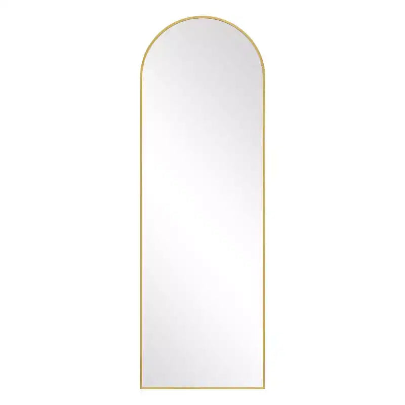 Miroir pleine longueur arqué à cadre métallique, miroir sur pied, miroir de coiffeuse.