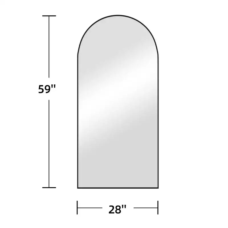 Miroir pleine longueur arqué à cadre métallique, miroir sur pied, miroir de coiffeuse.
