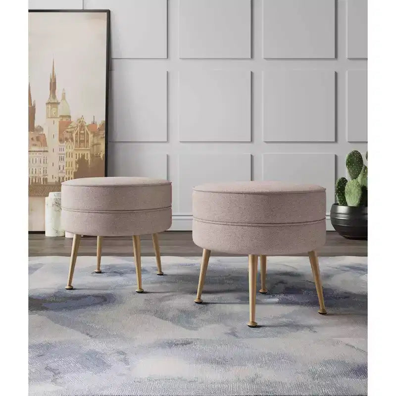 Manhattan Comfort Set of 2 Bailey Woven Polyester Blend Upholstered Ottoman
